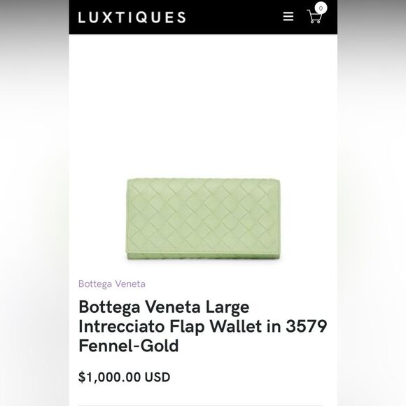 Bottega Veneta NWT Large Intrecciato Flap Wallet 3579 Fennel-Gold Retail $1,000 - Picture 11 of 12